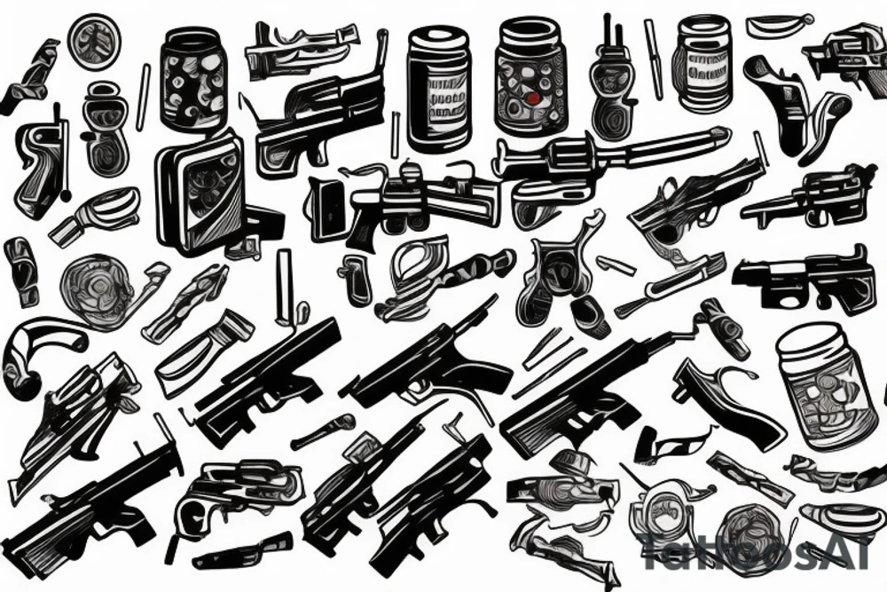 Gun that shooting pizza tattoo idea