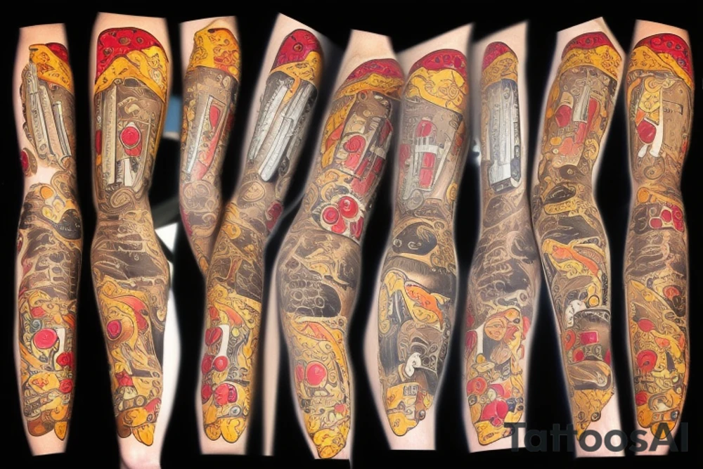 Gun that shooting pizza tattoo idea