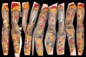 Gun that shooting pizza tattoo idea