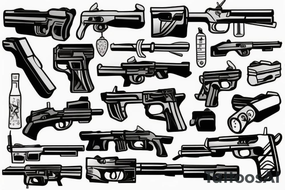 Gun that shooting pizza tattoo idea