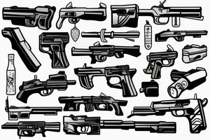 Gun that shooting pizza tattoo idea