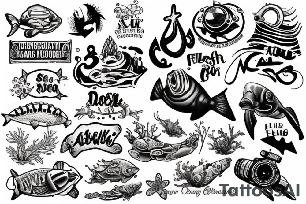 scuba diving and photography tattoo idea