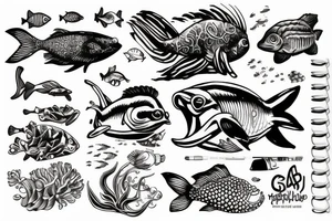 scuba diving and photography tattoo idea