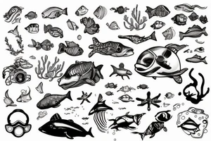 scuba diving and photography tattoo idea