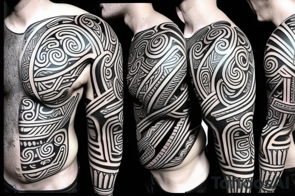 Maori warrior wearing an oni mask tattoo idea