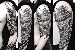 Warrior oni mask tattoo idea