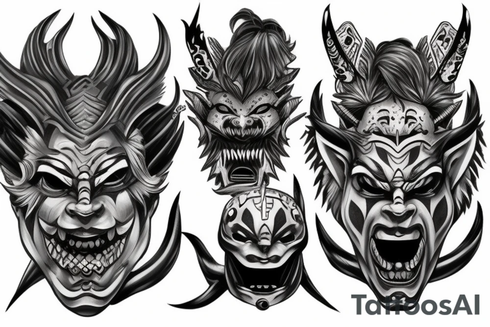 Warrior oni mask tattoo idea