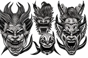 Warrior oni mask tattoo idea