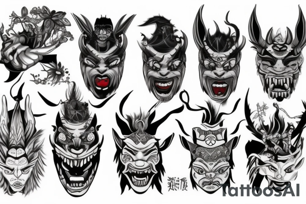 Oni mask tattoo idea