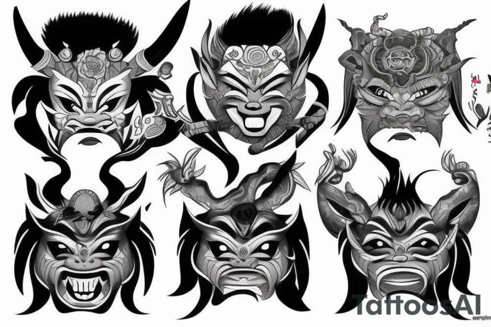 Oni mask tattoo idea