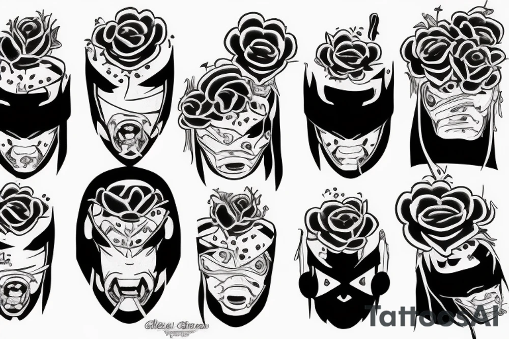 black samurai with red roses tattoo idea