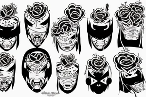 black samurai with red roses tattoo idea