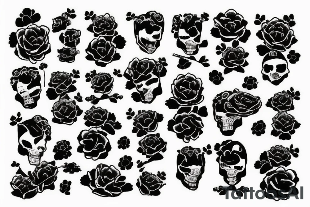 black samurai with red roses tattoo idea