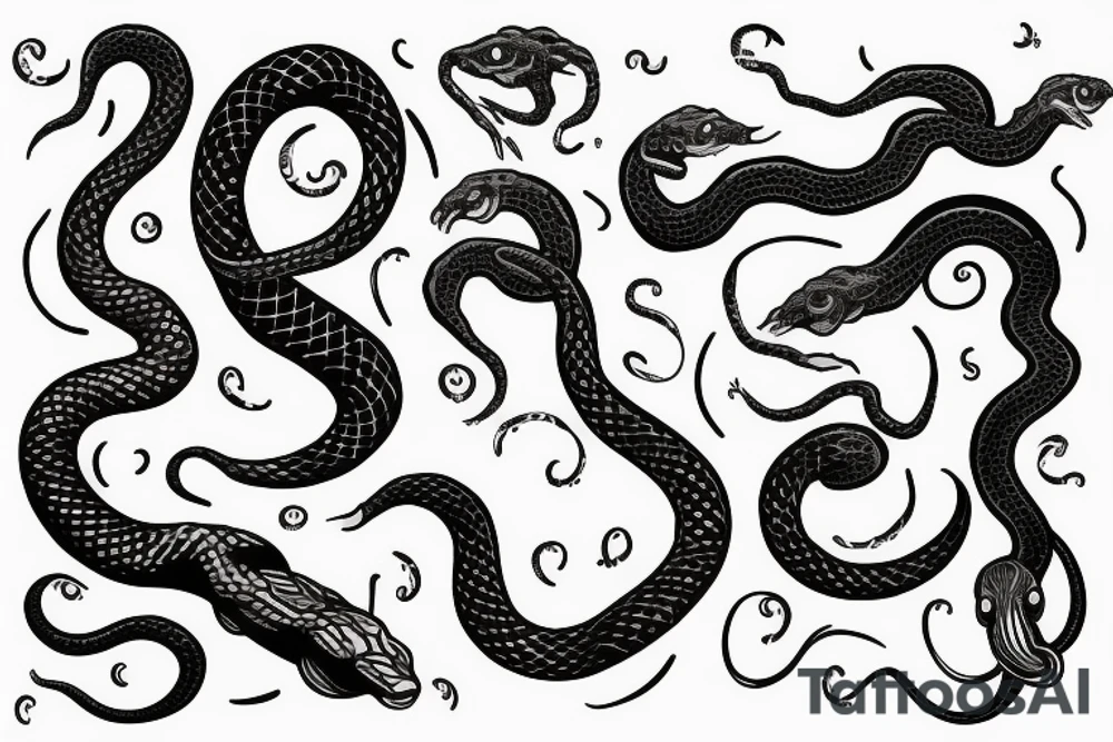 A moon with a snake tattoo idea