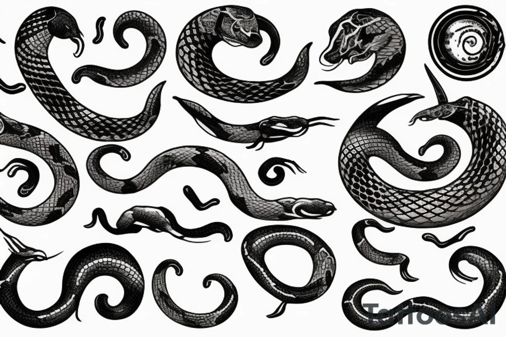A moon with a snake tattoo idea