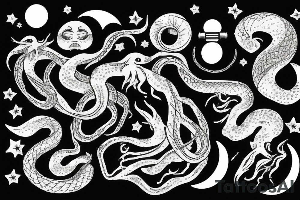 Snake with a moon tattoo idea