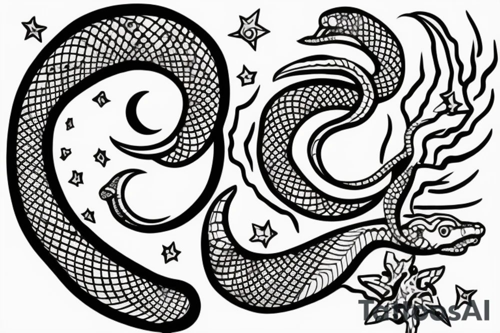 Snake with a moon tattoo idea