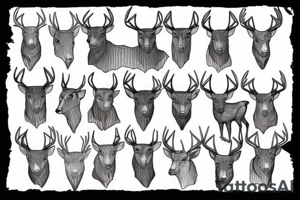 Black deer farm straight lines tattoo idea