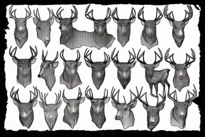 Black deer farm straight lines tattoo idea