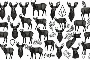 Black deer farm straight lines tattoo idea