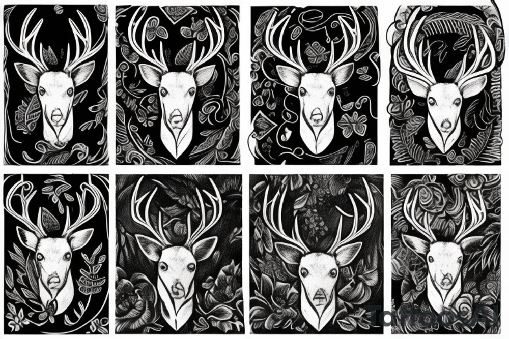 Black deer farm tattoo idea