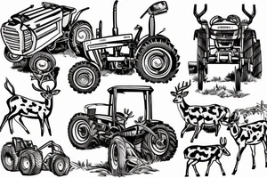 Farm deer tractor tattoo idea