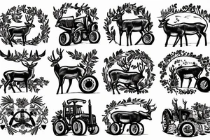 Farm deer tractor tattoo idea