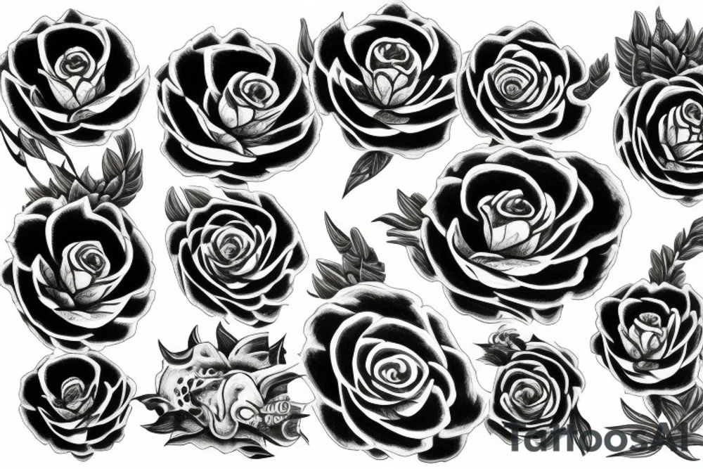 Sky tiger roses tattoo idea
