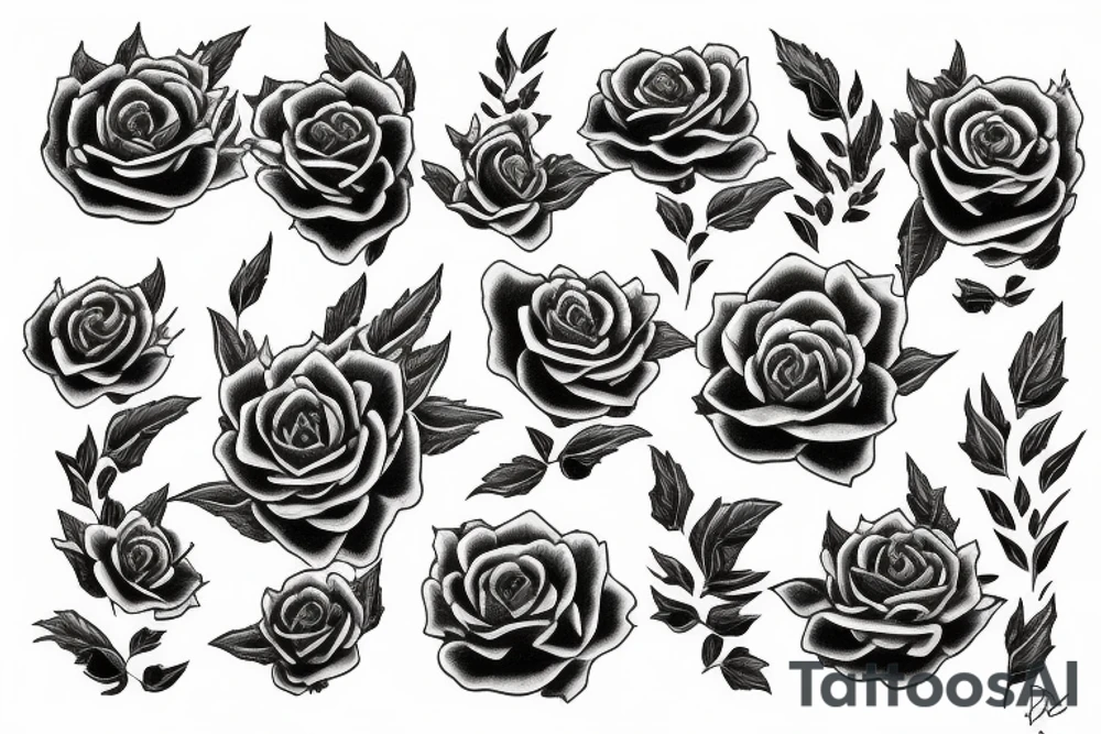 Sky tiger roses tattoo idea