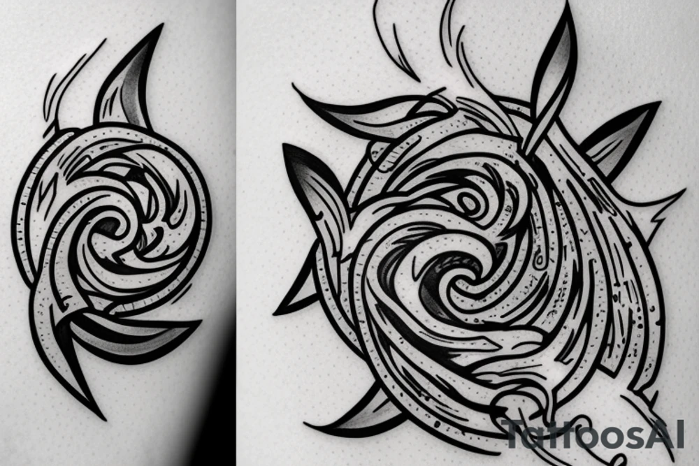 a fight between water and and a pit tattoo idea