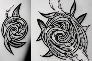 a fight between water and and a pit tattoo idea