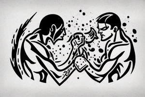 a fight between water and a pit tattoo idea