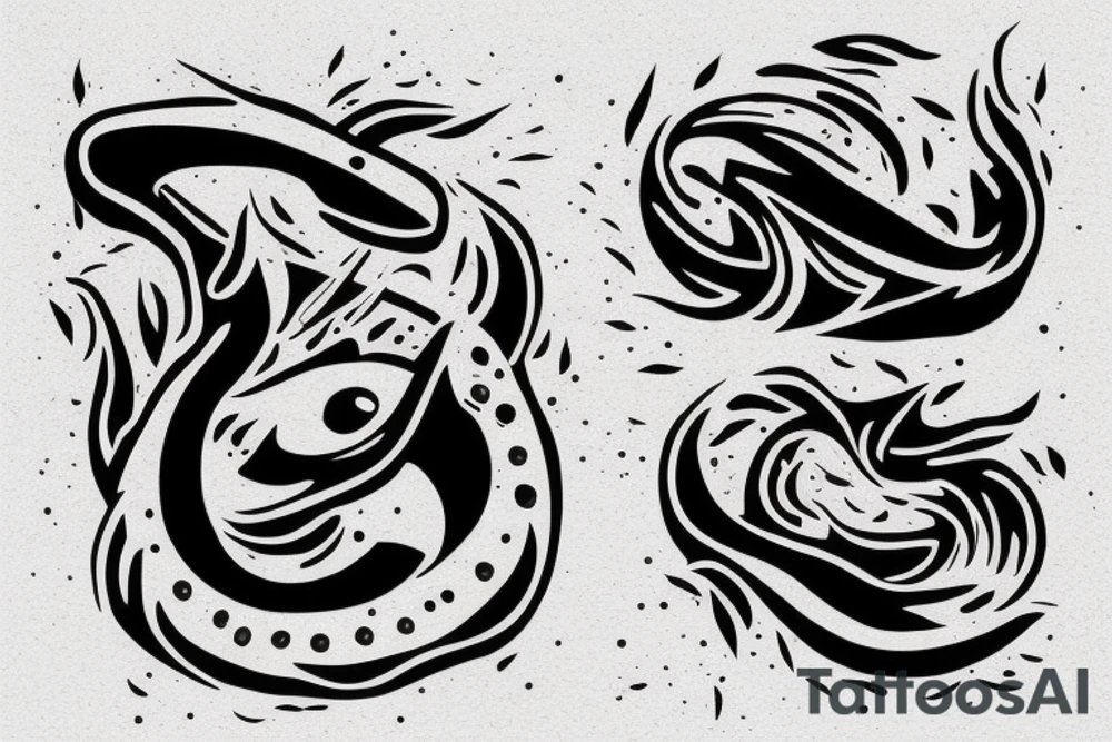 a fight between water and a pit tattoo idea