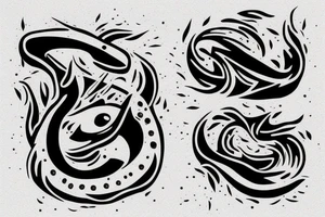 a fight between water and a pit tattoo idea