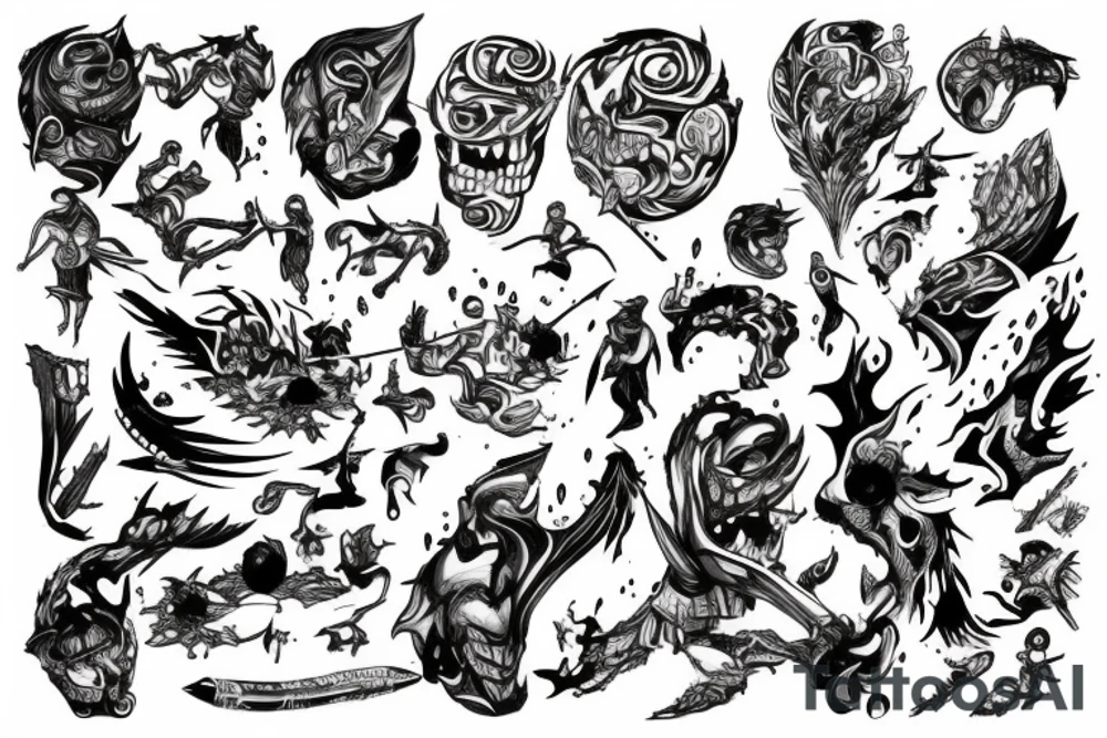A battle between the pit and the water tattoo idea