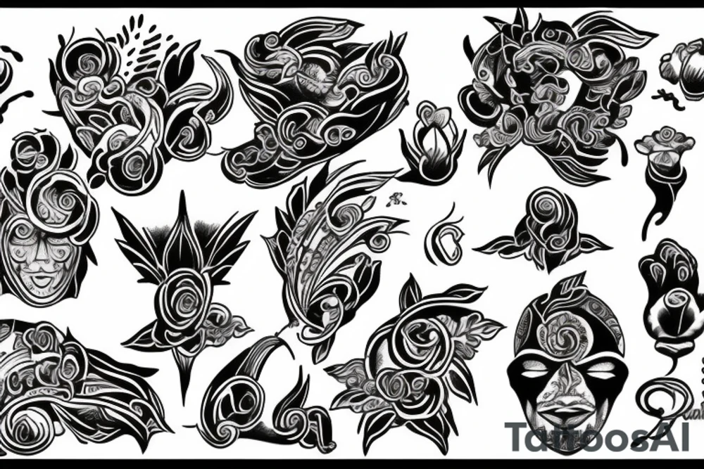 black related to passion for art spirituality and freeness tattoo idea