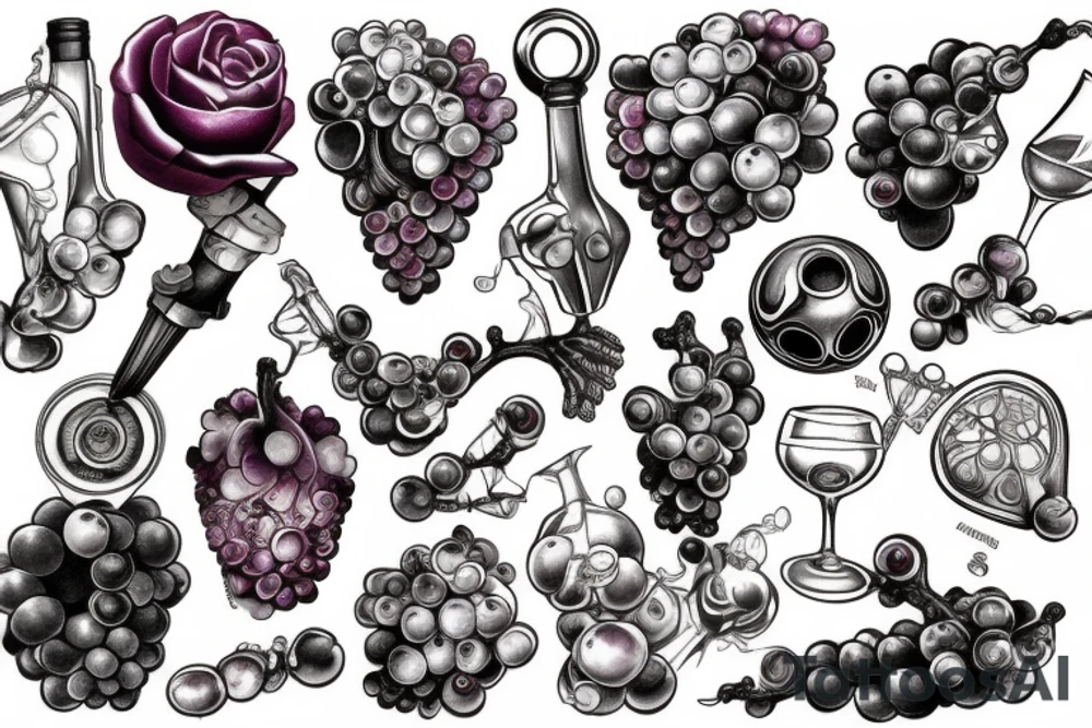 Wine and grape chemistry tattoo idea