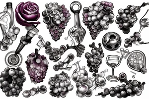 Wine and grape chemistry tattoo idea