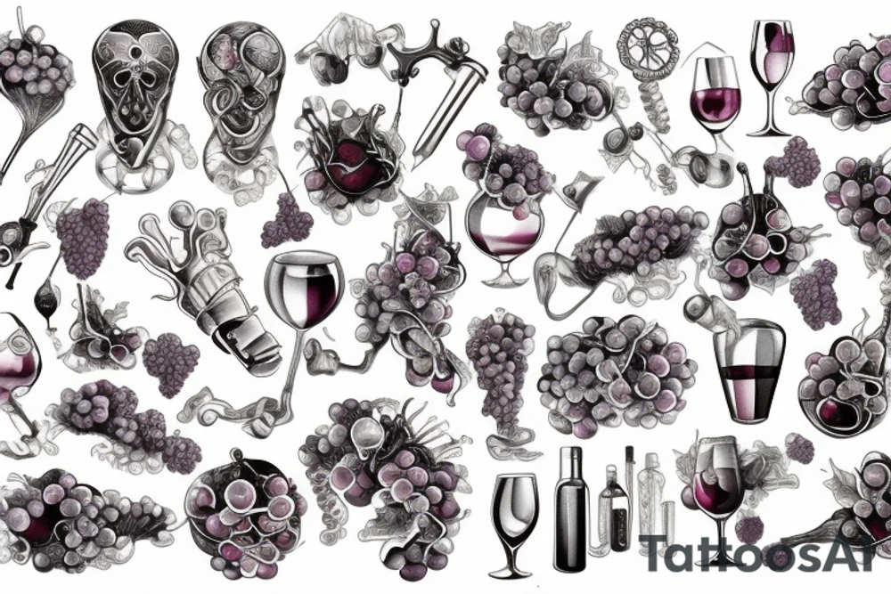 Wine and grape chemistry tattoo idea