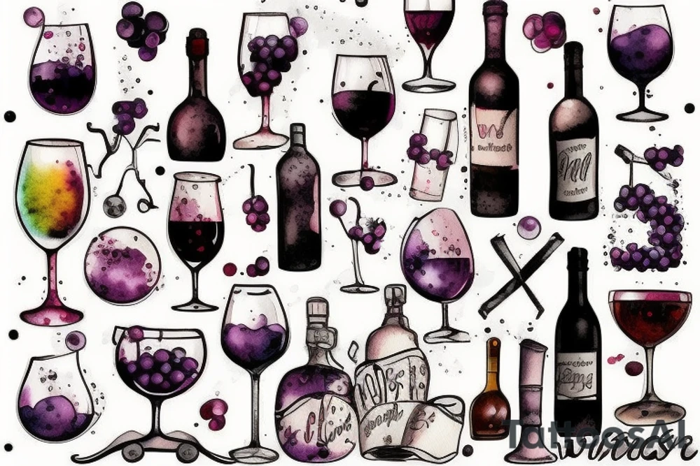 Wine and grape chemistry tattoo idea