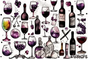 Wine and grape chemistry tattoo idea