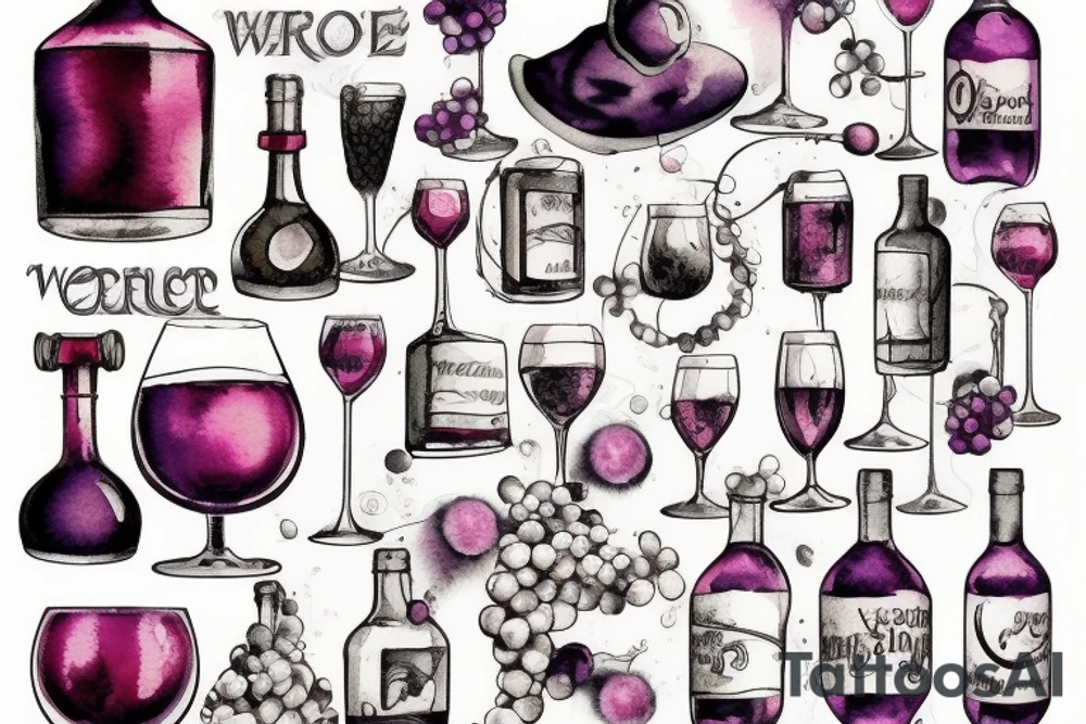 Wine and grape chemistry tattoo idea