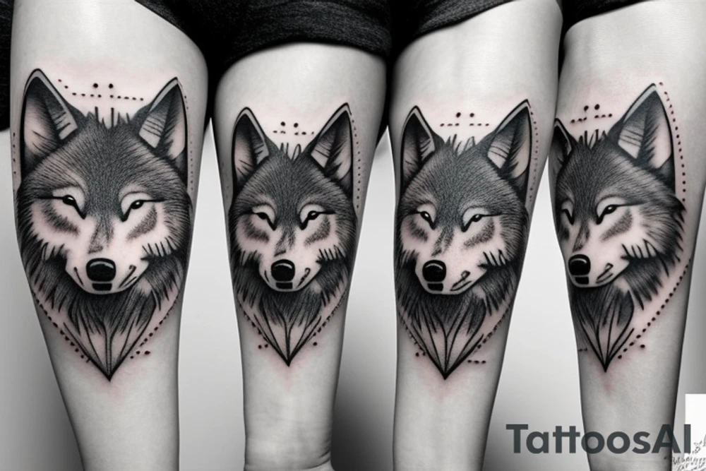 1 wolf and two of his children tattoo idea