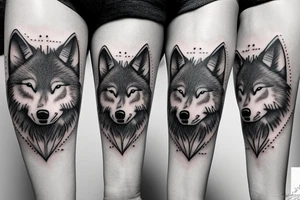 1 wolf and two of his children tattoo idea