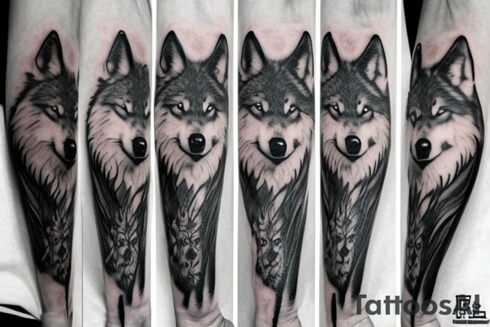 1 wolf and two of his children tattoo idea