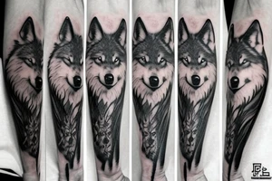 1 wolf and two of his children tattoo idea