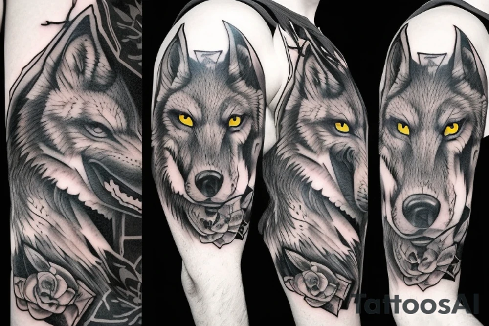 Scary wolf tattoo idea