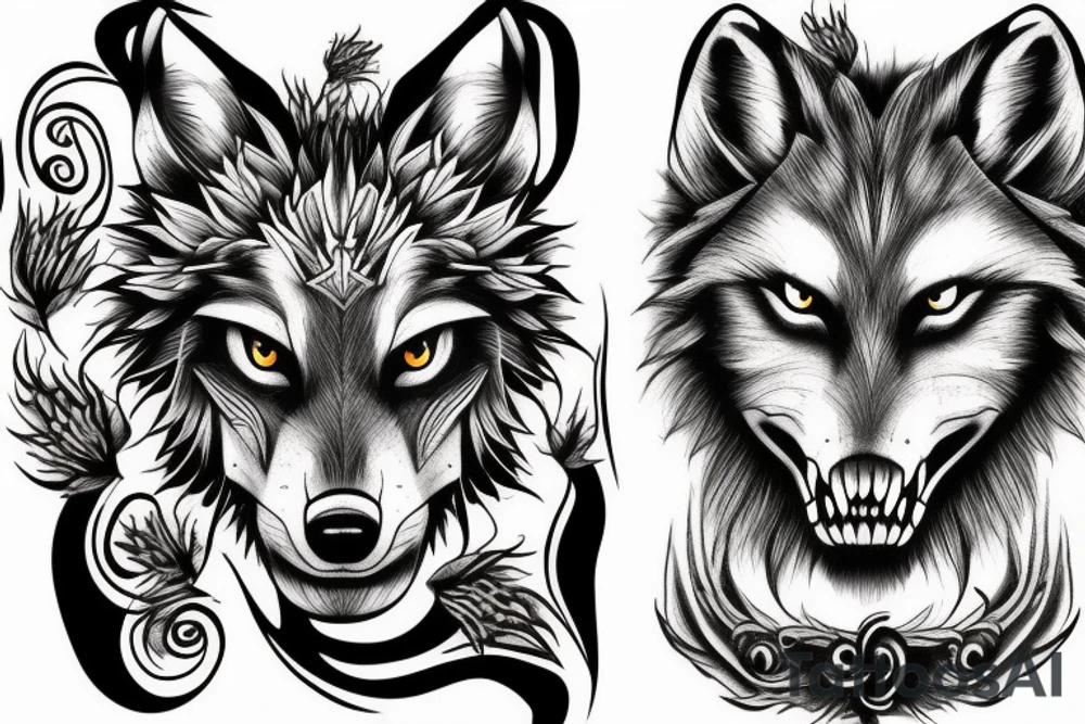 Scary wolf tattoo idea