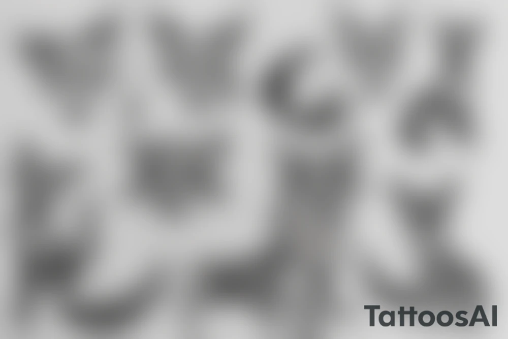 fox outline with fawn and hummingbird inside tattoo idea