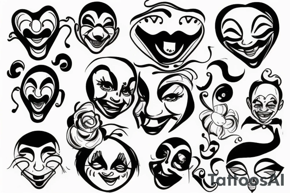 clown smirking tattoo idea